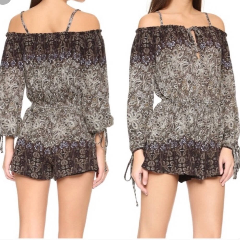 Off-Shoulder Paisley Print Romper